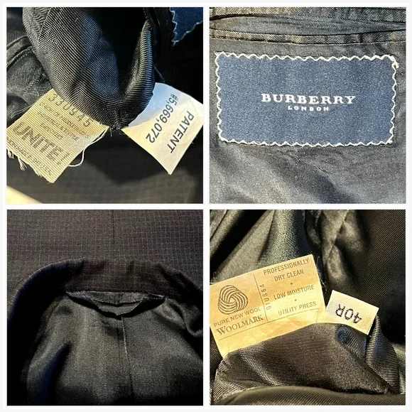 Burberry London Mens 40R 34x29 Gray Micro Check Plaid Designer Suit 3/2 Roll - Picture 16 of 16